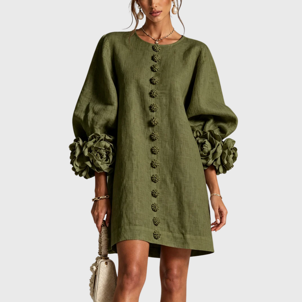 Elegant Mini Dress with Puff Sleeves 2