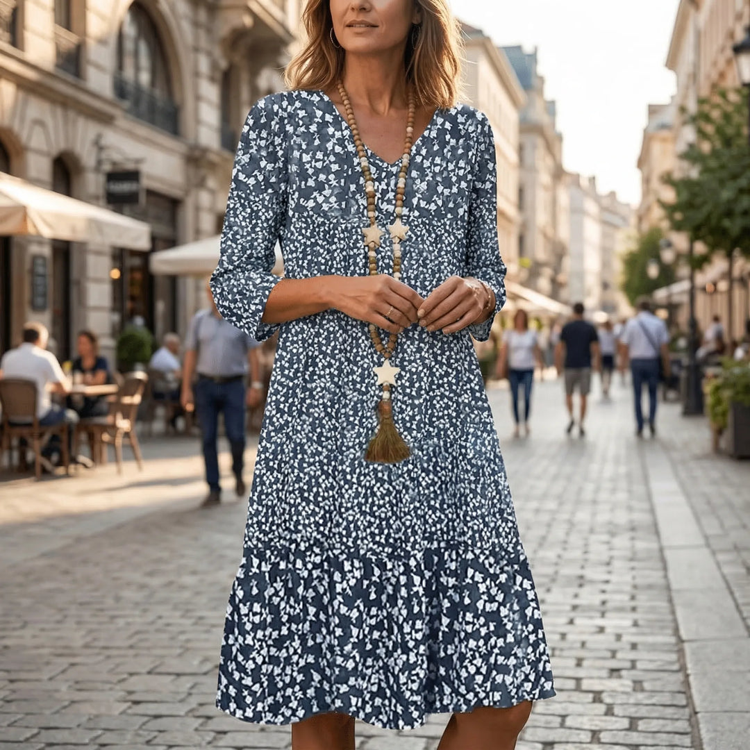 Ditsy Floral Midi Dress With Ruffle Hem - Amanda