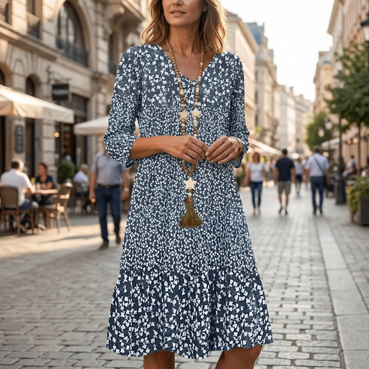 Ditsy Floral Midi Dress With Ruffle Hem - Amanda
