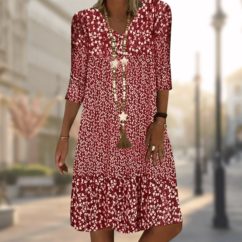 Ditsy Floral Midi Dress With Ruffle Hem - Amanda