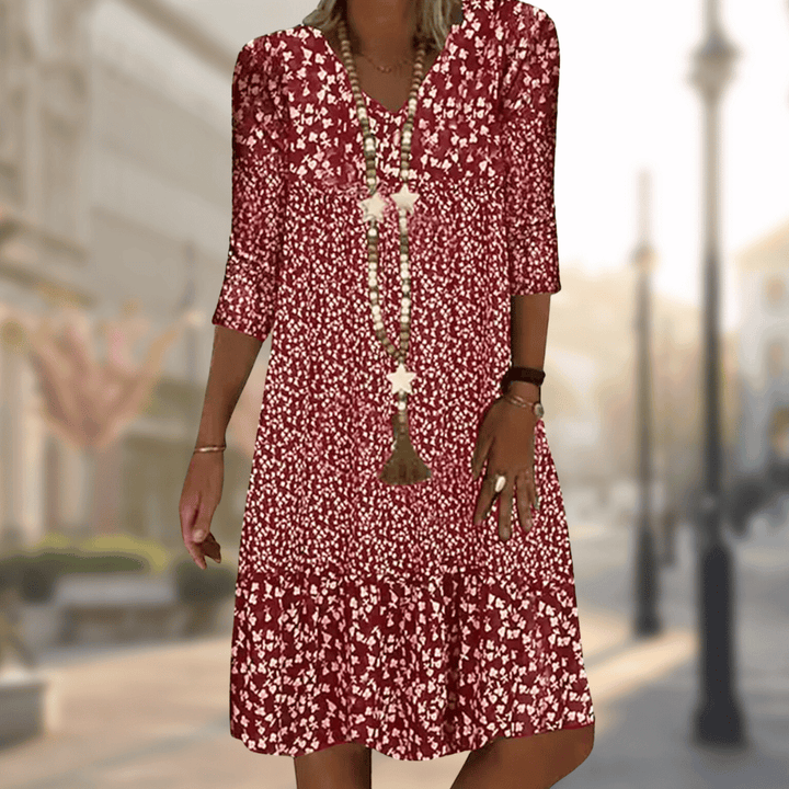 Ditsy Floral Midi Dress With Ruffle Hem - Amanda