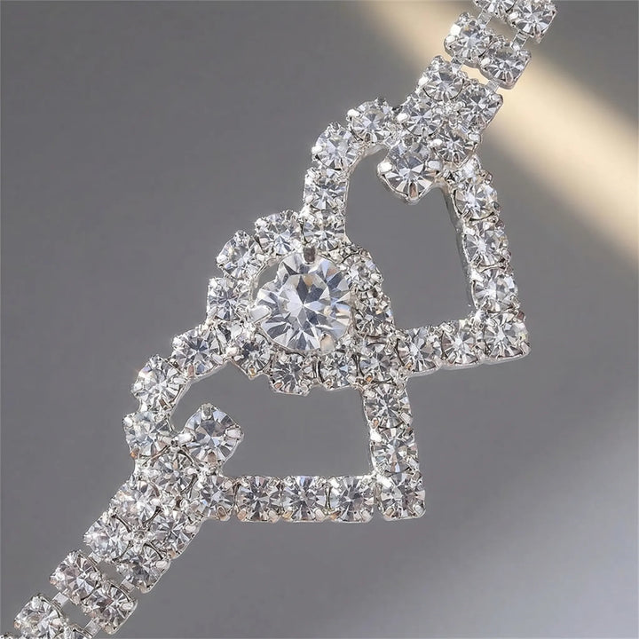Double Heart Rhinestone Ankle Bracelet - Tricia