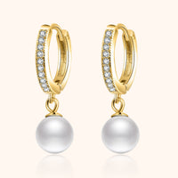Pearl and Zirconia Hoop Earrings - Juliette
