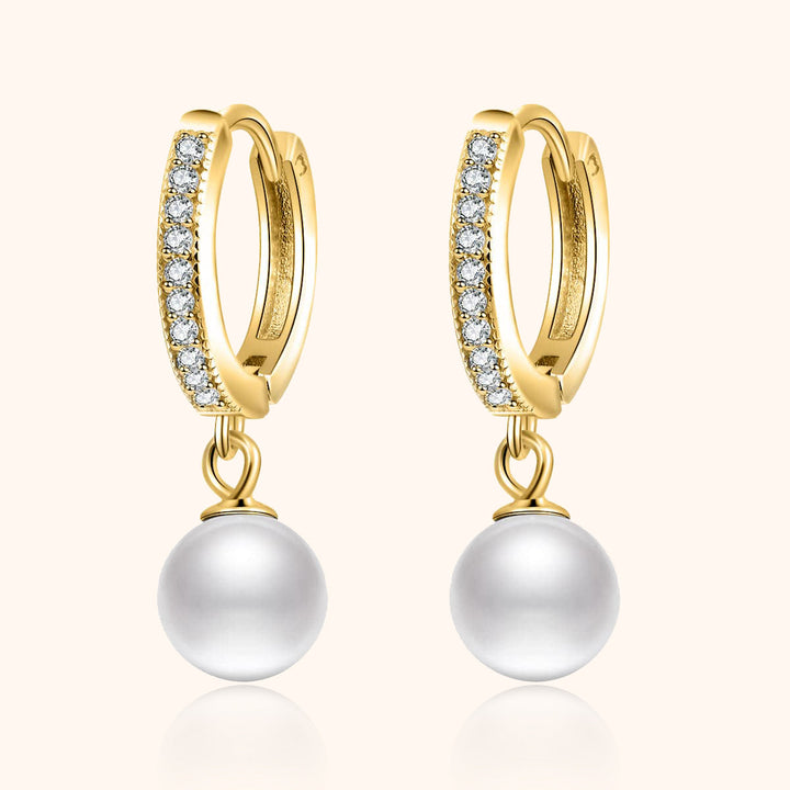 Pearl and Zirconia Hoop Earrings - Juliette