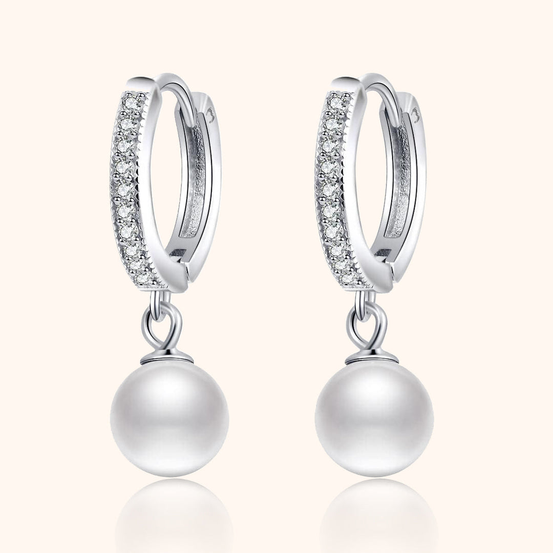 Pearl and Zirconia Hoop Earrings - Juliette
