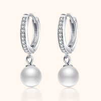 Pearl and Zirconia Hoop Earrings - Juliette