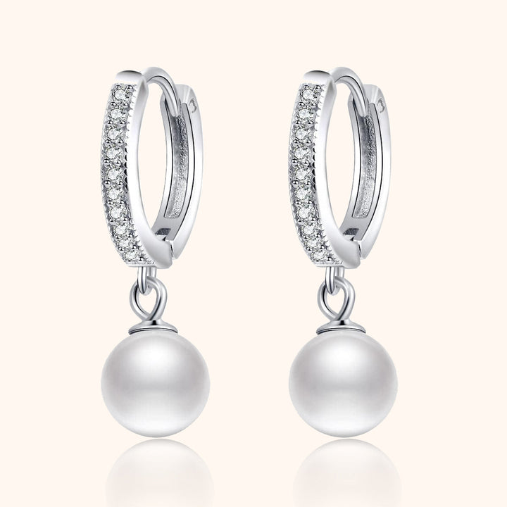 Pearl and Zirconia Hoop Earrings - Juliette