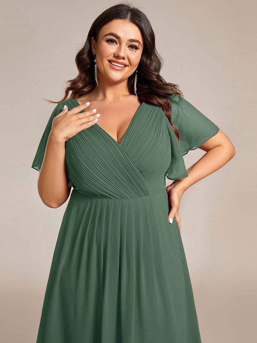 Chiffon jurk voor een bruiloftsgast met een asymmetrische zoom, V-hals en korte mouwen 149
