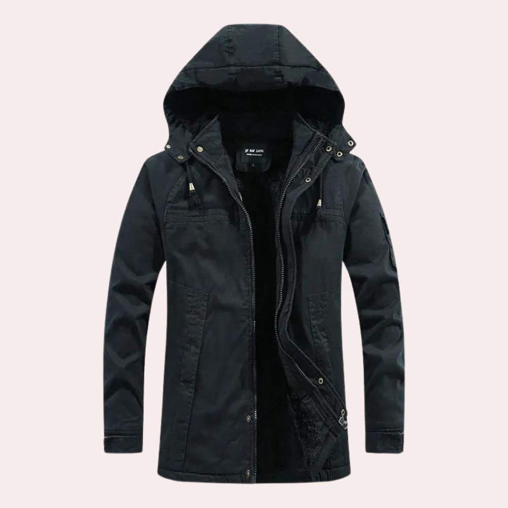 Lined Men's Winter Jacket with Warm Hood - Logan