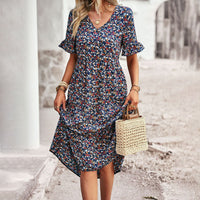 Trendy Floral Print Midi Dress - Livia