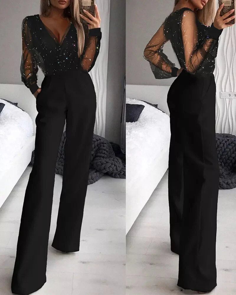 Zwarte Glitter Jumpsuit - Aurora