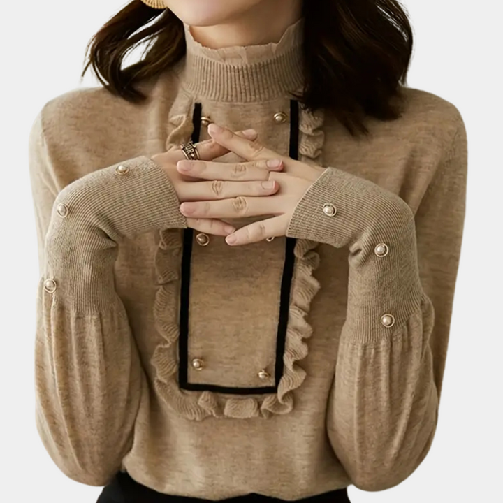 Versatile Khaki Women's Blouse - Nora