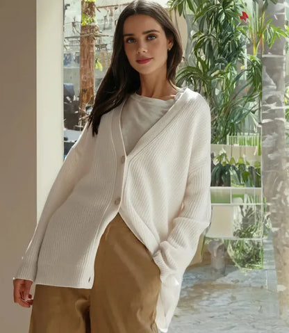 Women's Cashmere Cardigan with V-Neck – Sylvie