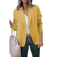 Solid Color Women's Blazer with Puff Sleeves - Mia