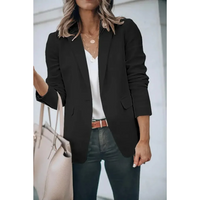 Solid Color Women's Blazer with Puff Sleeves - Mia