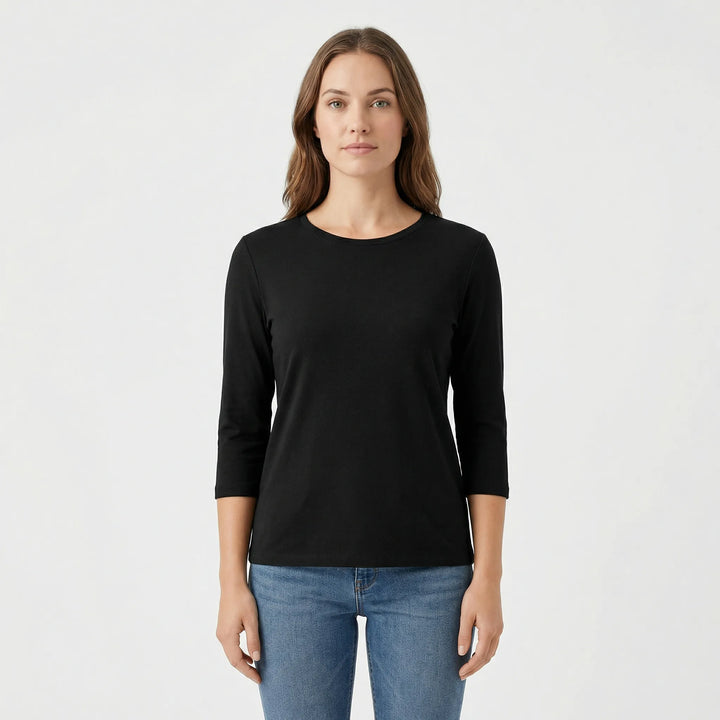 Effen Damesshirt Met Ronde Hals - Adrienne