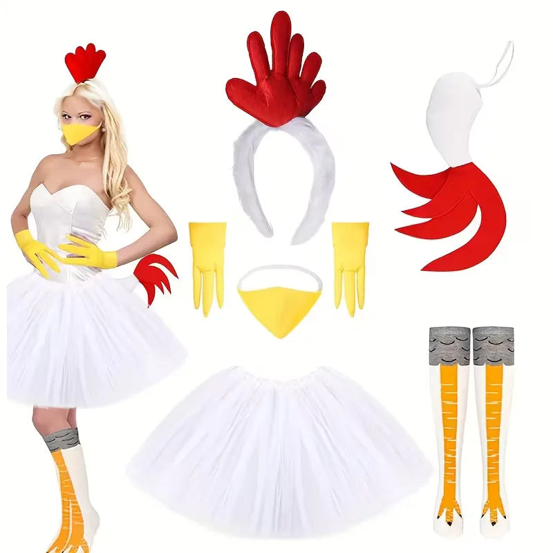 Eight-Piece Adult Chicken Costume - Zibolo