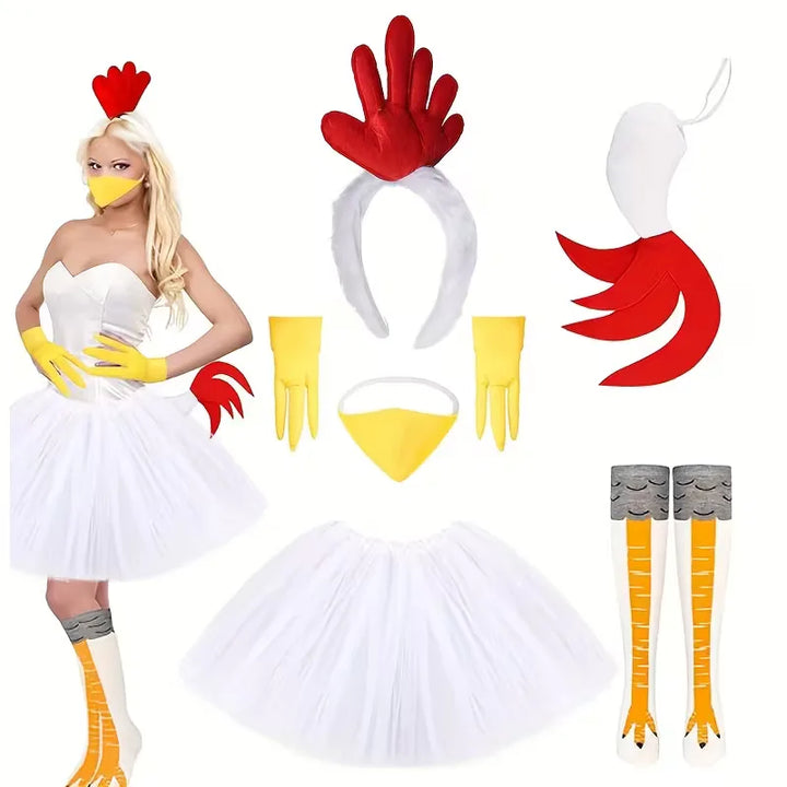 Eight-Piece Adult Chicken Costume - Zibolo