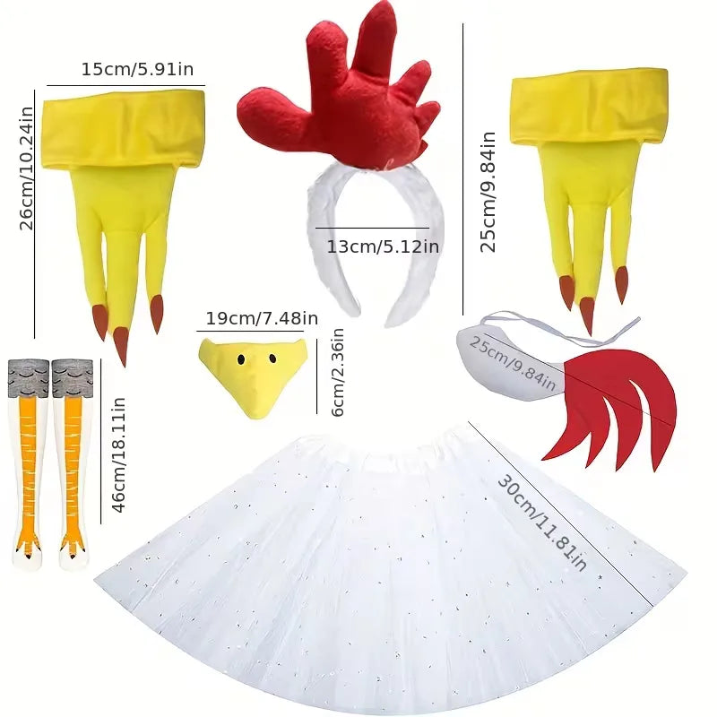 Eight-Piece Adult Chicken Costume - Zibolo