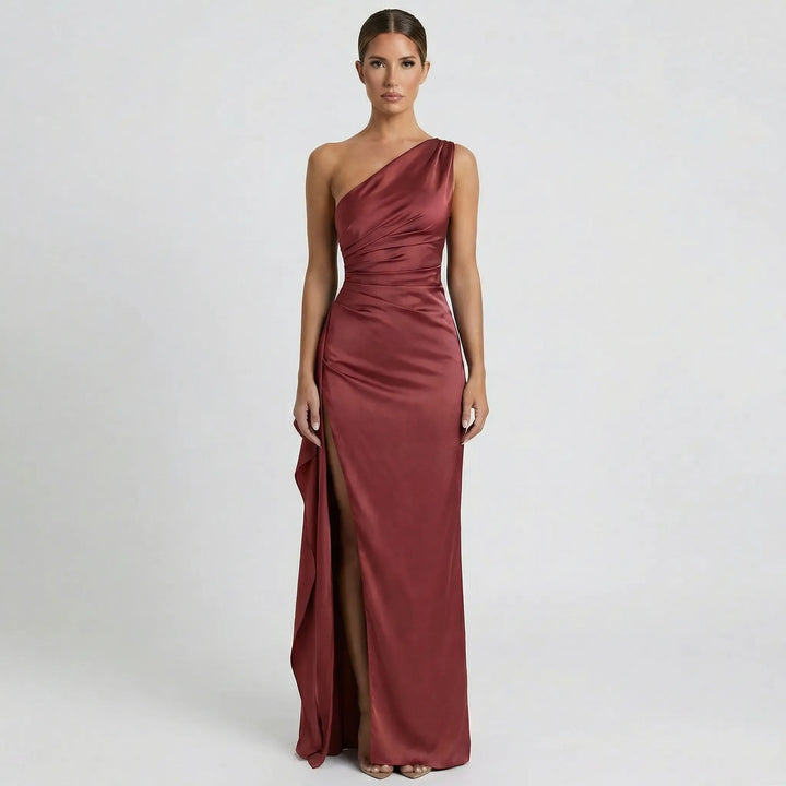 Einseitig Schulterfreies Maxikleid - Ayse