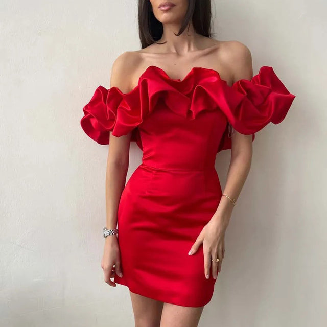 Dress with Asymmetrical Shoulder Line – Elin