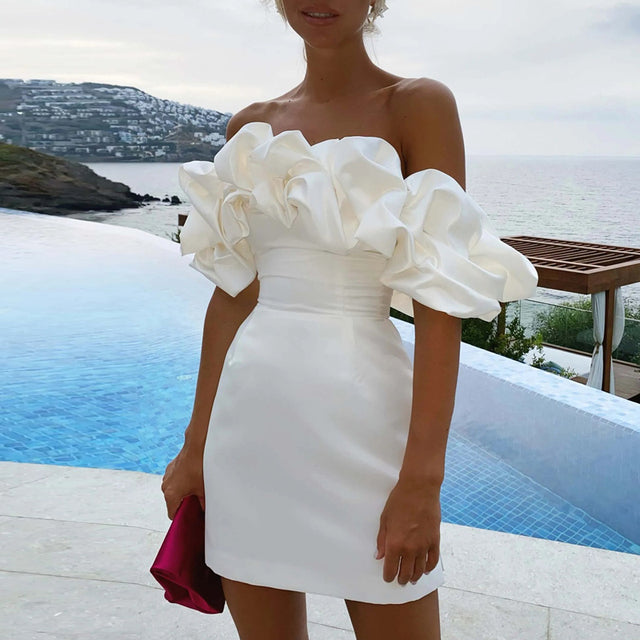 Dress with Asymmetrical Shoulder Line – Elin