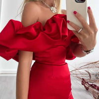 Dress with Asymmetrical Shoulder Line – Elin