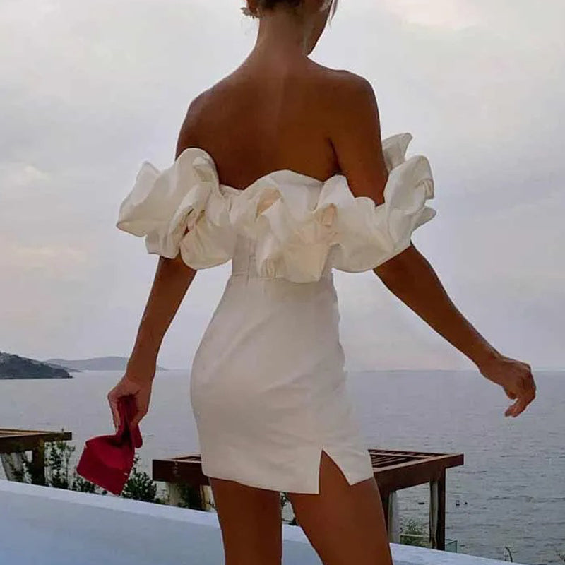 Dress with Asymmetrical Shoulder Line – Elin