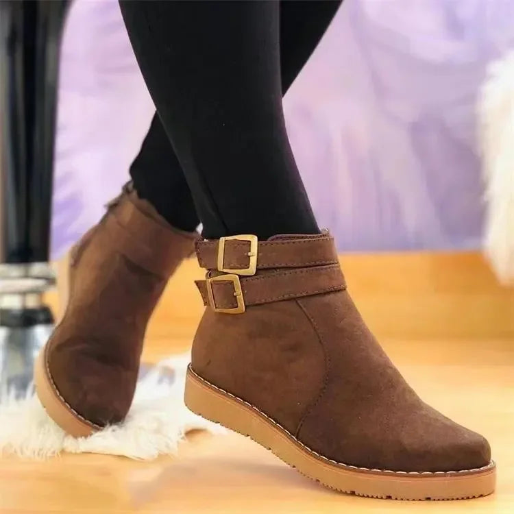Elegant Women's Ankle Boot With Buckles - Beulah