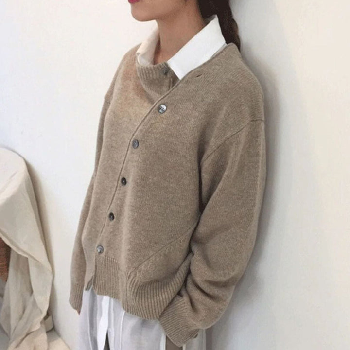 Elegant Wrap Cardigan With Button Detail - Brenda