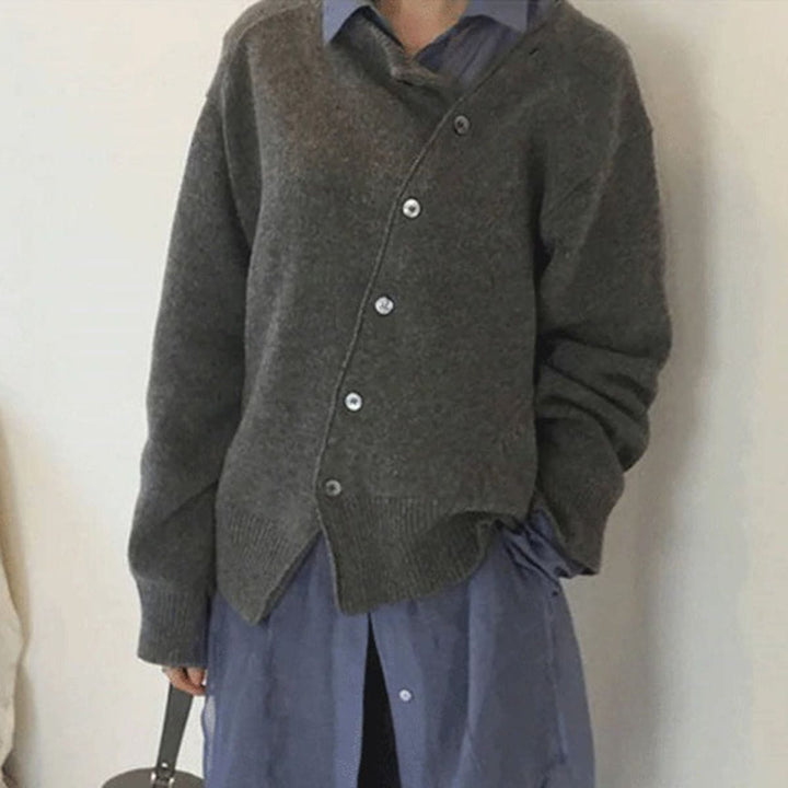 Elegant Wrap Cardigan With Button Detail - Brenda