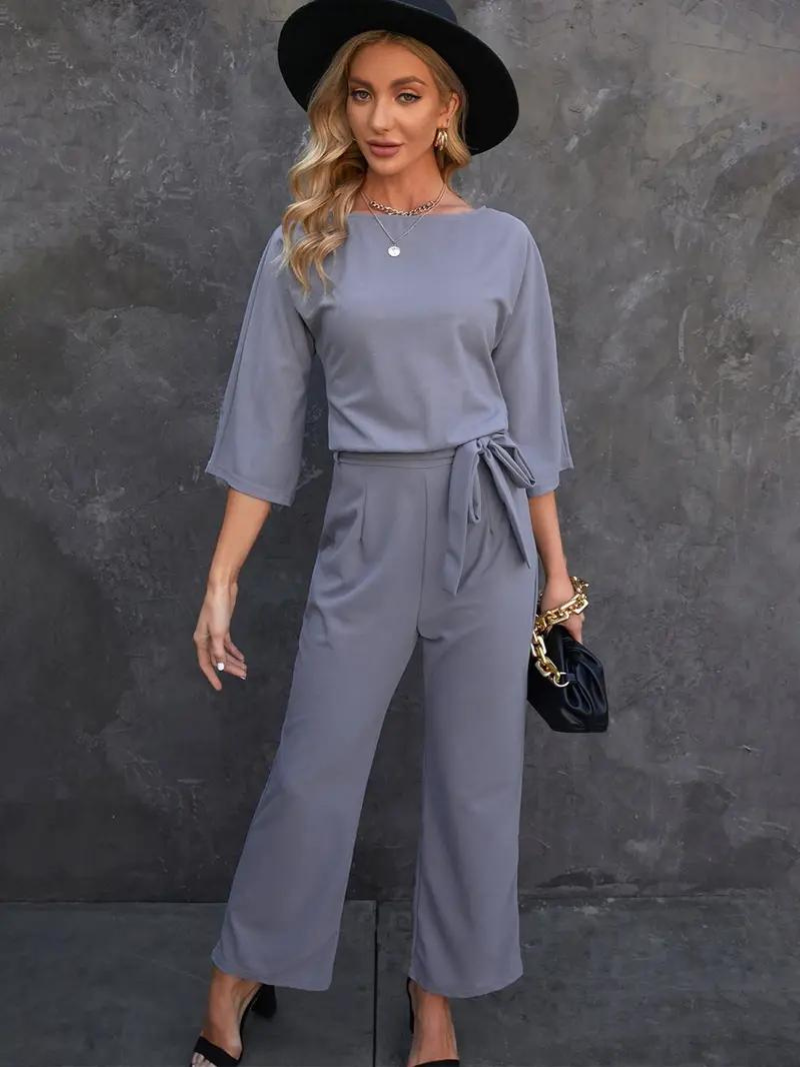 Women's Jumpsuit with Tie Belt – Selina Autumn Edition
