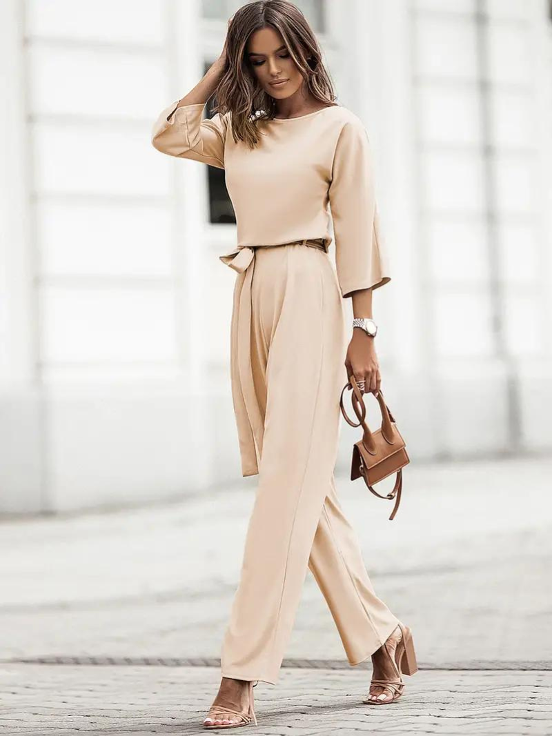 Women's Jumpsuit with Tie Belt – Selina Autumn Edition