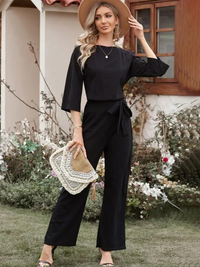 Women's Jumpsuit with Tie Belt – Selina Autumn Edition