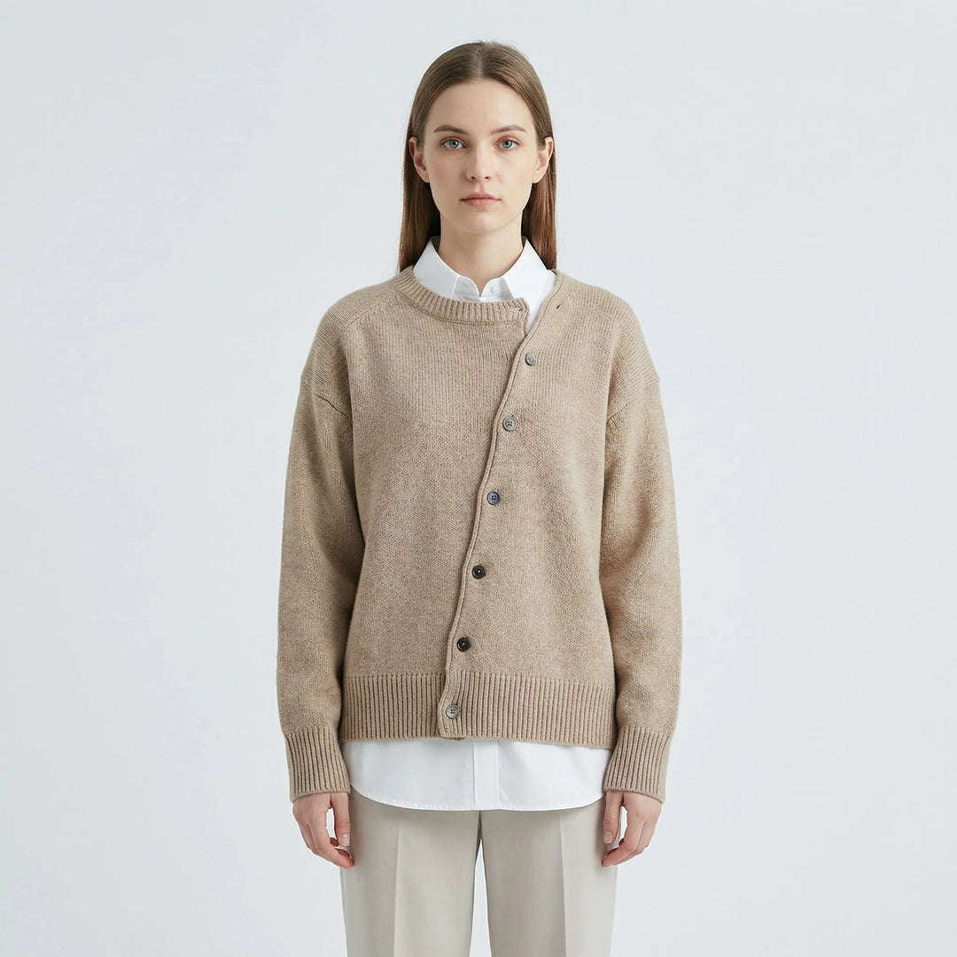 Eleganter Wickelstrickjacke Mit Knopfdetail - Marcella