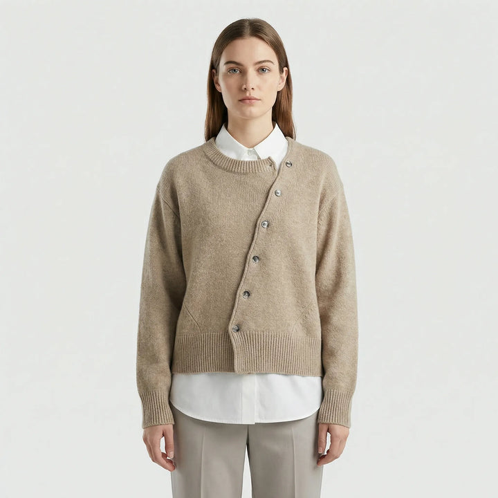Eleganter Wickelstrickjacke Mit Knopfdetail - Marcella