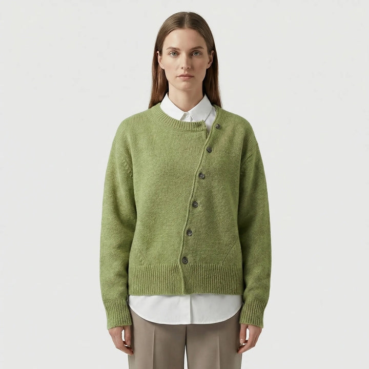 Eleganter Wickelstrickjacke Mit Knopfdetail - Marcella