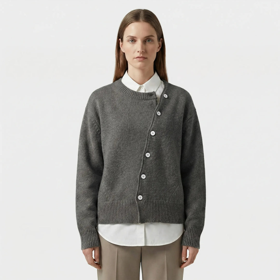 Eleganter Wickelstrickjacke Mit Knopfdetail - Marcella