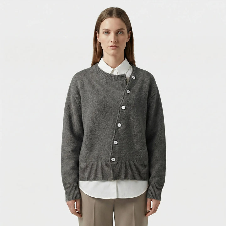 Eleganter Wickelstrickjacke Mit Knopfdetail - Marcella