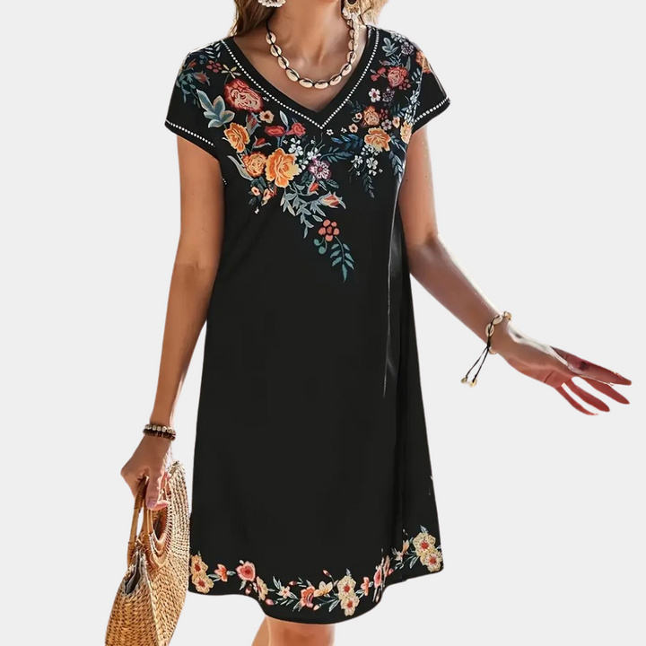 Black Floral Summer Dress - Sofia