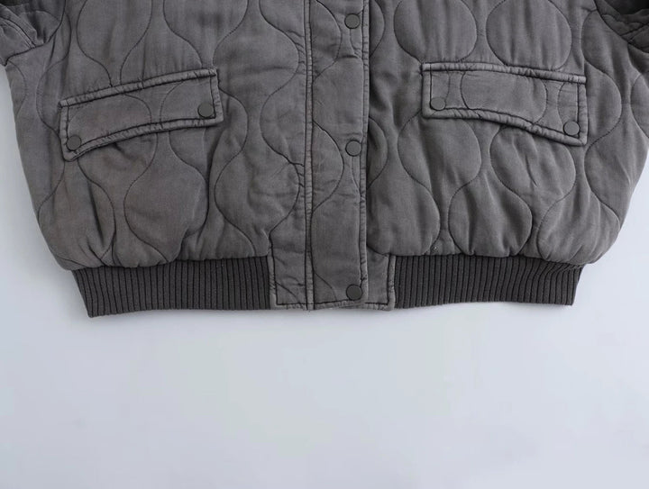 Damska Oversized Szara Kurtka Bomber - Alexa