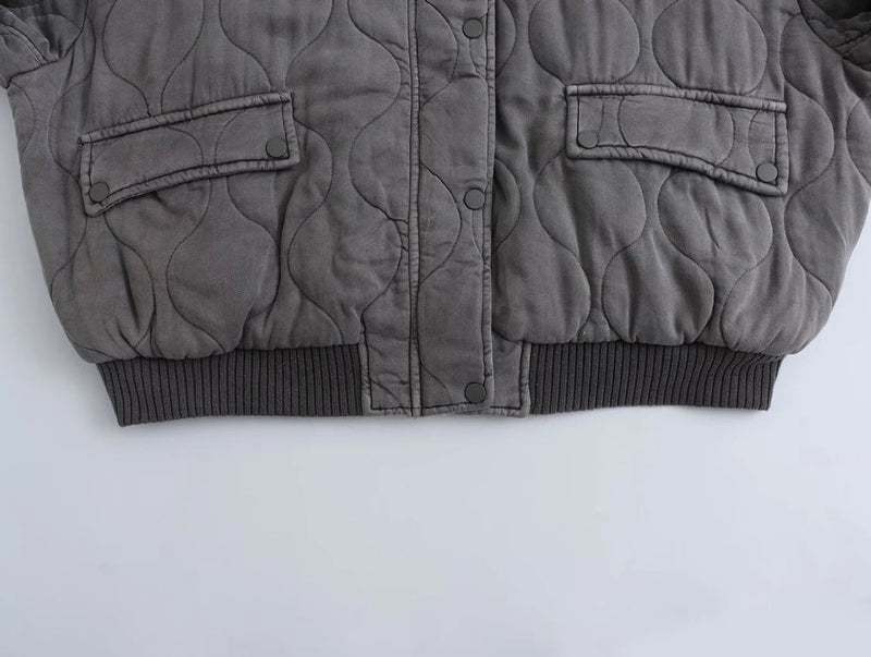 Damska Oversized Szara Kurtka Bomber - Alexa