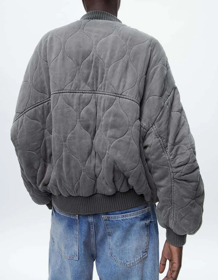 Damska Oversized Szara Kurtka Bomber - Alexa