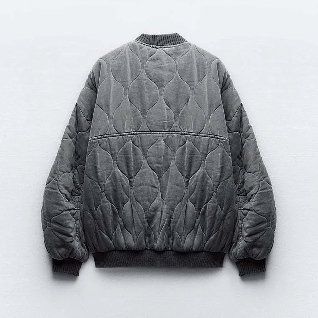 Damska Oversized Szara Kurtka Bomber - Alexa