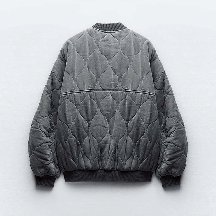 Damska Oversized Szara Kurtka Bomber - Alexa