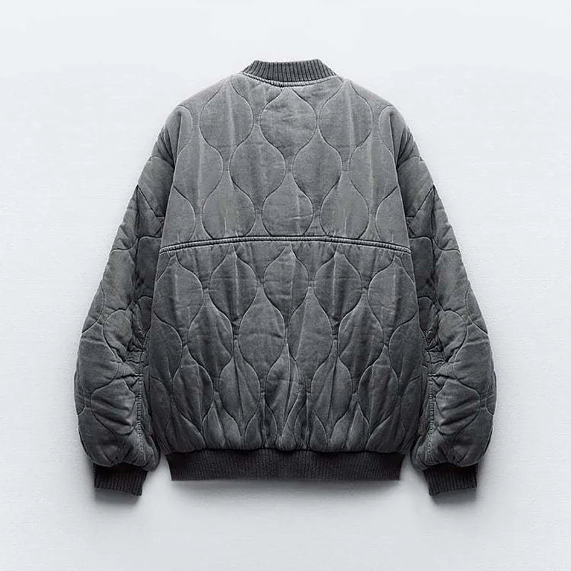 Damska Oversized Szara Kurtka Bomber - Alexa