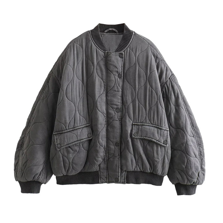 Damska Oversized Szara Kurtka Bomber - Alexa