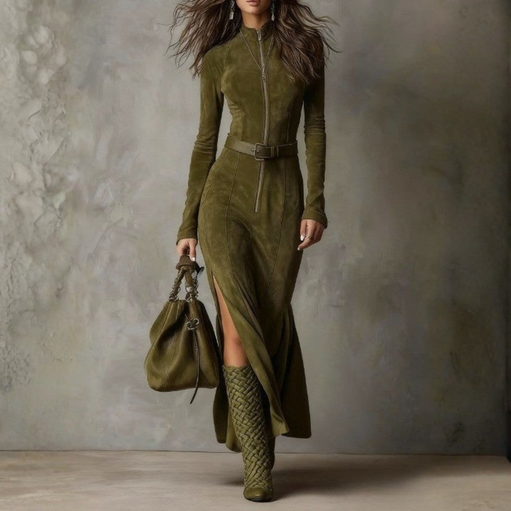 Figure-Skimming Retro Dress With Side Slit - Eunice