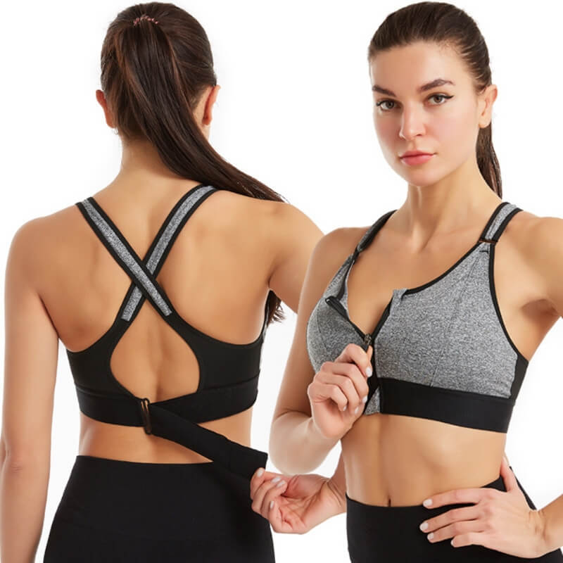 Sports bra with zipper and strong support – Mira