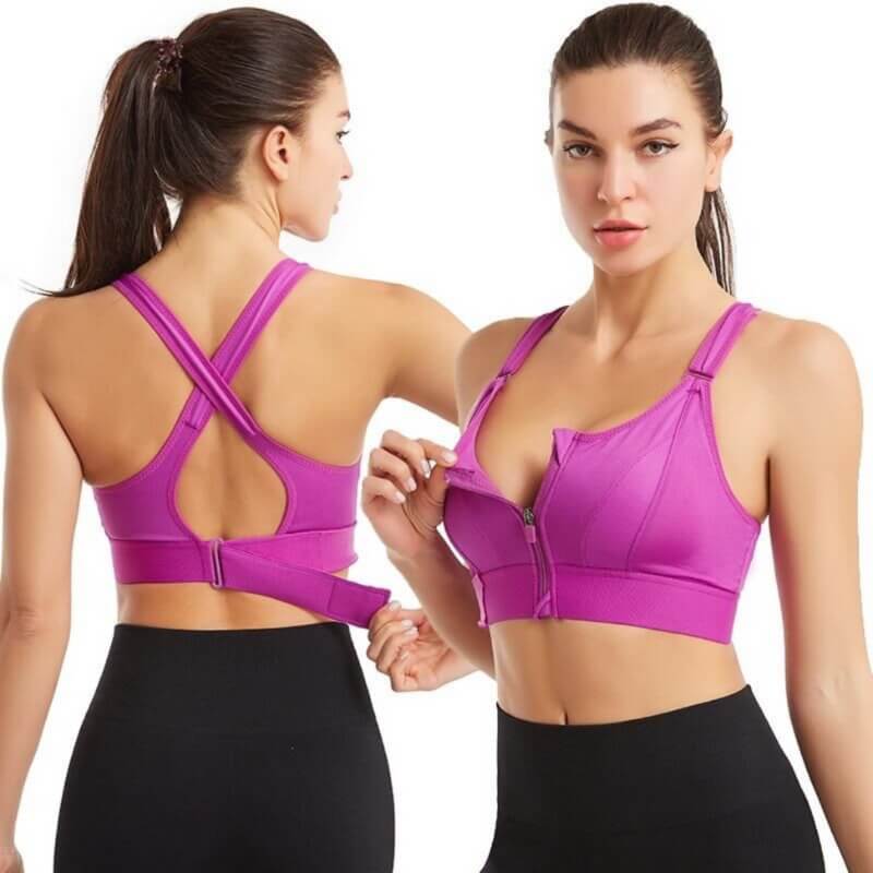 Sports bra with zipper and strong support – Mira